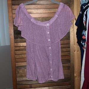 purple soft off the shoulder top